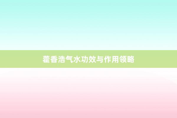 藿香浩气水功效与作用领略